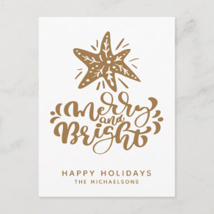 Merry and Bright Happy Holidays Postcard