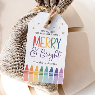 Merry and Bright Holiday Crayon Gift Tags