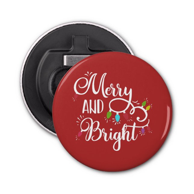 merry and bright holiday lights bottle opener (Front)