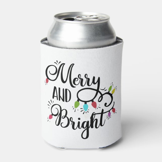merry and bright holiday lights can cooler (Can Front)
