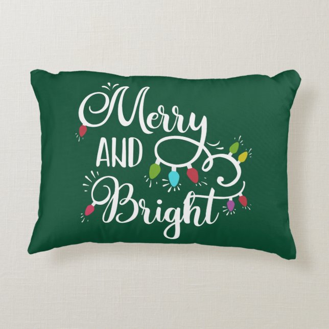 merry and bright holiday lights decorative cushion (Back)