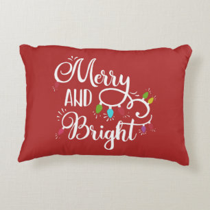 merry and bright holiday lights decorative cushion