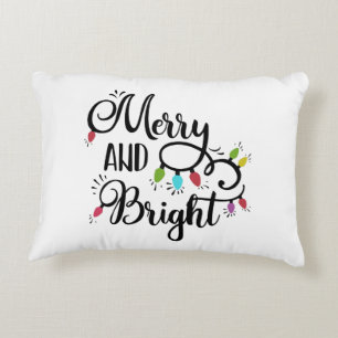 merry and bright holiday lights decorative cushion