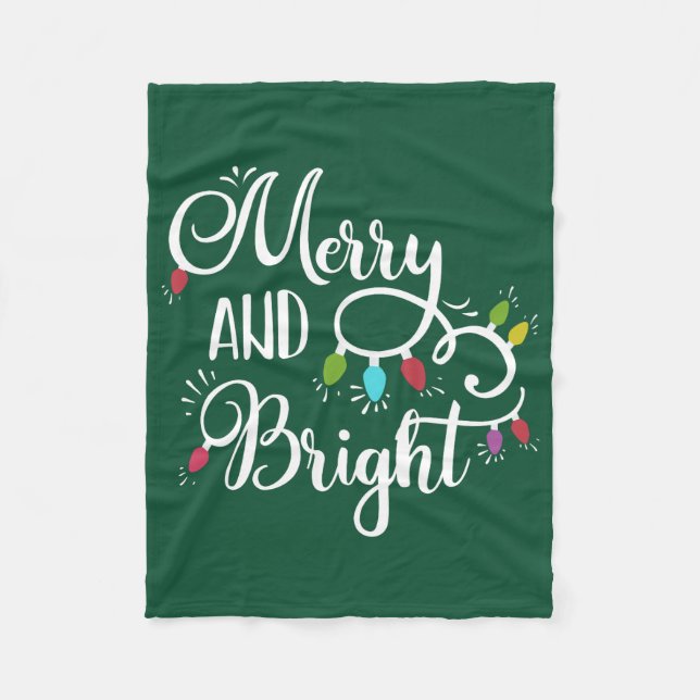 merry and bright holiday lights fleece blanket (Front)