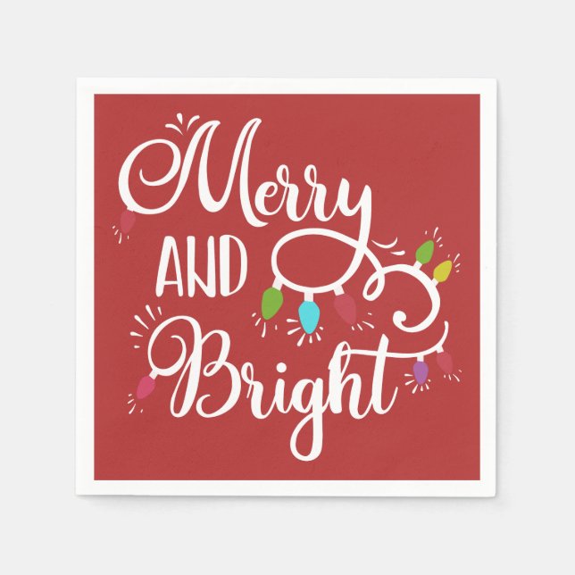 merry and bright holiday lights napkin (Front)