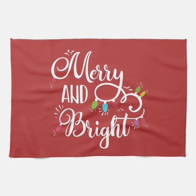 merry and bright holiday lights tea towel (Horizontal)