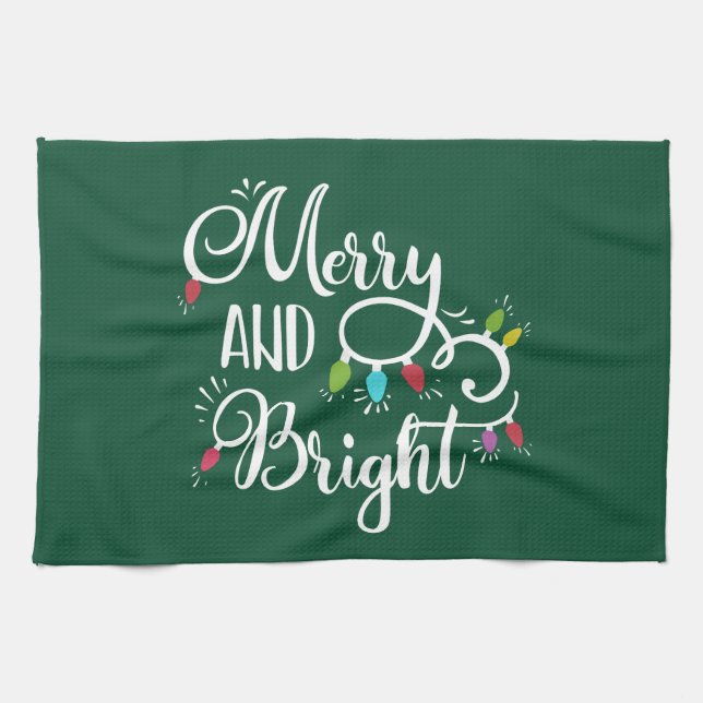 merry and bright holiday lights tea towel (Horizontal)