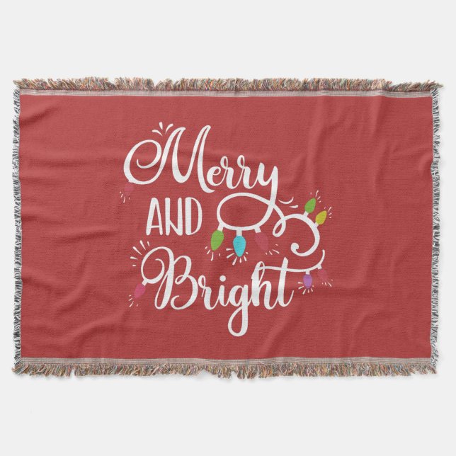 merry and bright holiday lights throw blanket (Front)