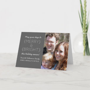 Merry and Bright Holiday Photo Card, Grey Card
