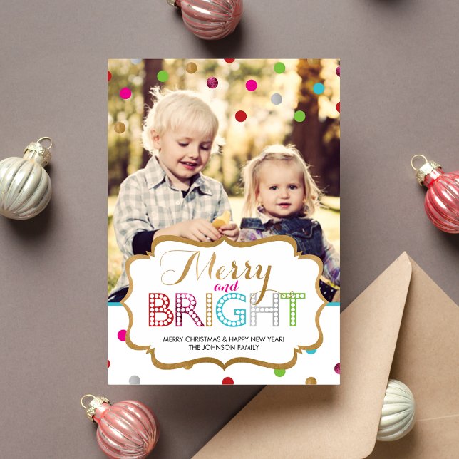 Merry and Bright Holiday Photo Christmas Card (Creator Uploaded)