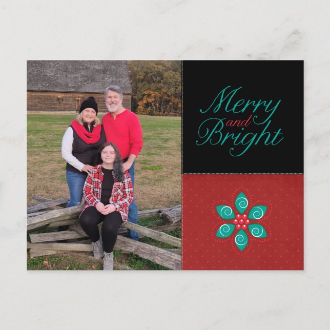 Merry and Bright Holiday Photo Postcard (Front)