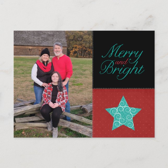 Merry and Bright Holiday Photo Postcard (Front)