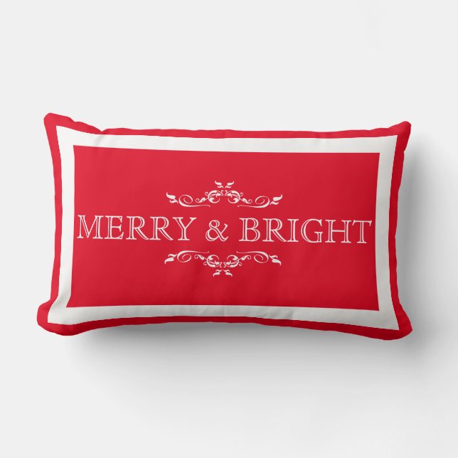 Merry and Bright Holiday Pillow (Front)