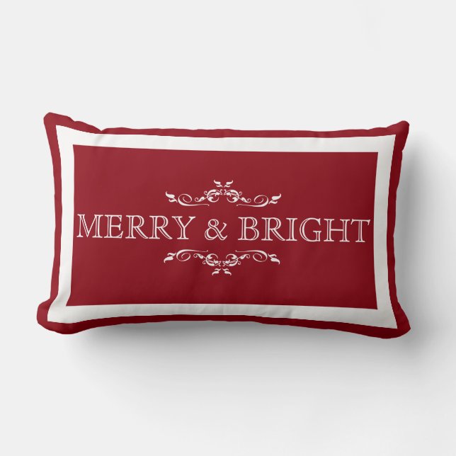 Merry and Bright Holiday Pillow (Front)