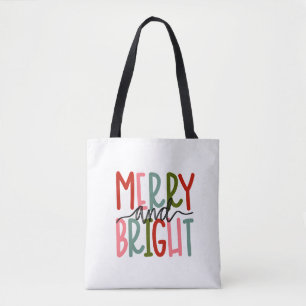 Merry and Bright Holiday Reusable Tote Bag