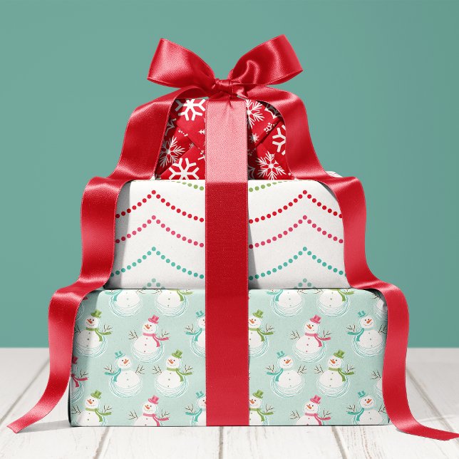 Merry And Bright Holiday Snowman Christmas Wrapping Paper Sheet (Creator Uploaded)