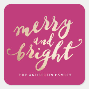Merry and Bright Holiday Square Sticker