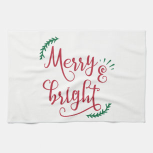 merry and bright Holiday Tea Towel