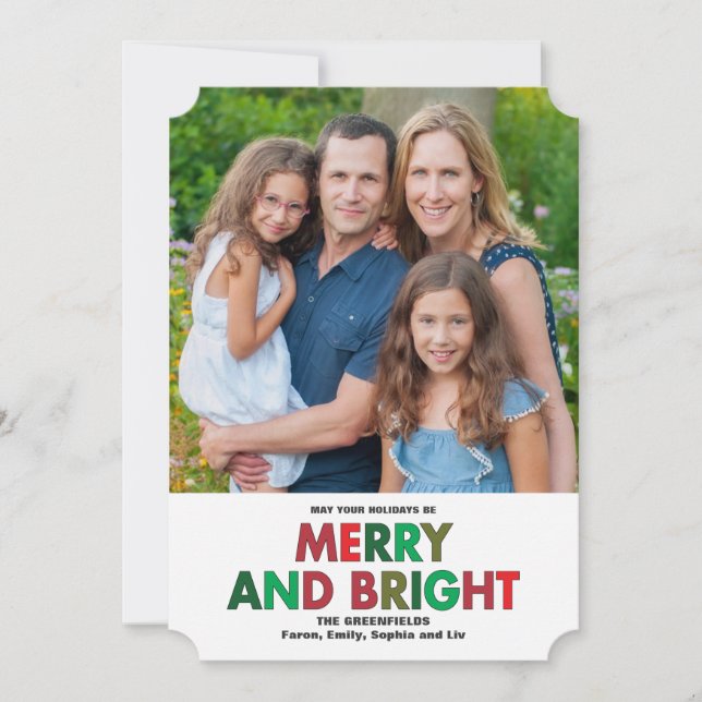 Merry and Bright Holiday Wishes Card (Front)