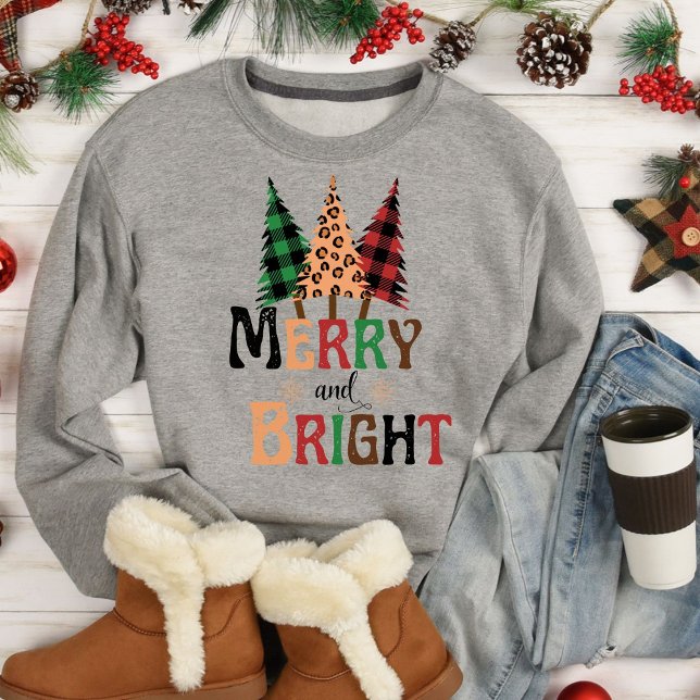  Merry and Bright Holidays Christmas Trees   Sweat Sweatshirt (Creator Uploaded)