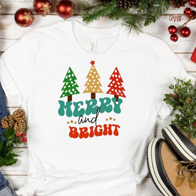 Merry and Bright Holidays Christmas Trees T-Shirt (Creator Uploaded)