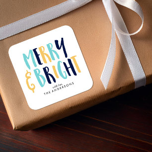 Merry and Bright Holidays Square Sticker