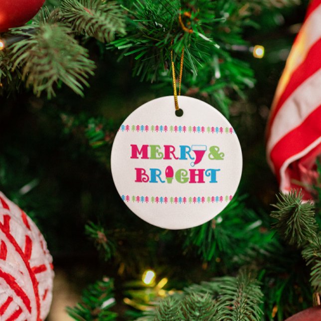 Merry and Bright Hot Pastel Christmas Ornament (Creator Uploaded)