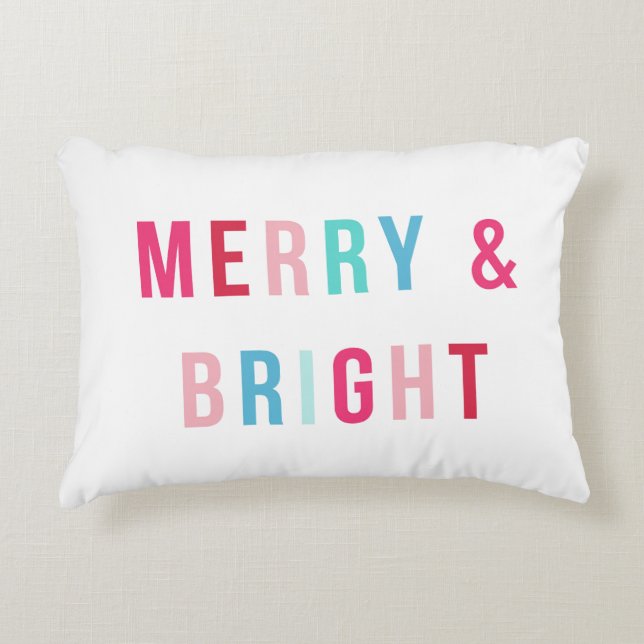 Merry and Bright Keepsake Photo Decorative Cushion (Front)