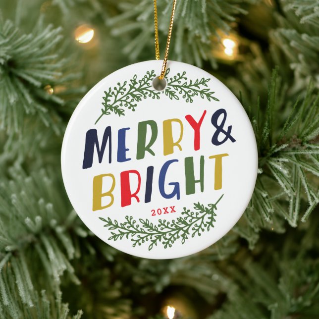 Merry and Bright Keepsake Photo Ornament (Tree)
