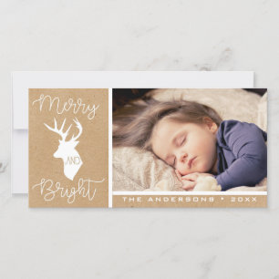 Merry and Bright Kraft Deer Rustic Christmas Holiday Card