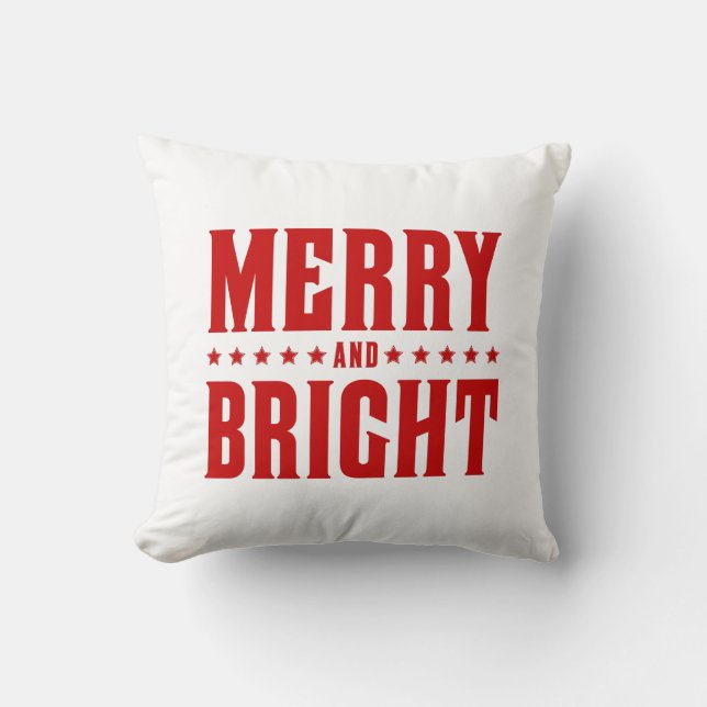 Merry and Bright Letterpress Style No. 507 Cushion (Front)