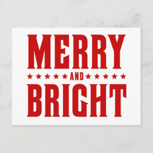 Merry and Bright Letterpress Style No. 507 Holiday Postcard