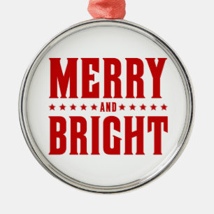 Merry and Bright Letterpress Style No. 507 Metal Tree Decoration