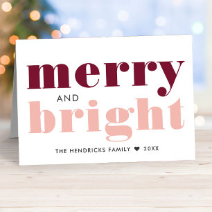 Merry and Bright   Merlot and Blush Holiday Photo Card