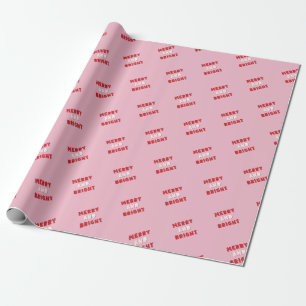 Merry and Bright, Merry Christmas, Christmas, Pink Wrapping Paper
