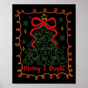 Merry And Bright Merry Christmas Coquette Tree Gir Poster