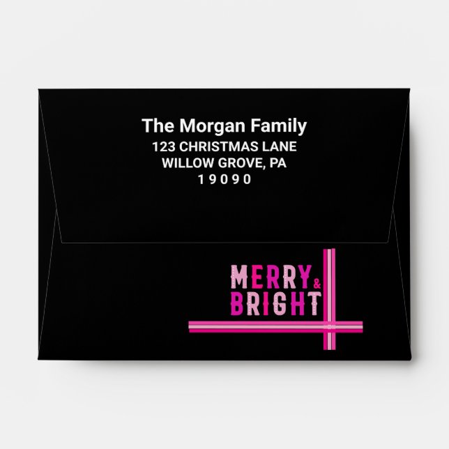 Merry And Bright Merry Christmas Party Envelope (Back (Top Flap))