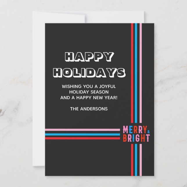 Merry And Bright, Merry Christmas Party Holiday Card (Front)