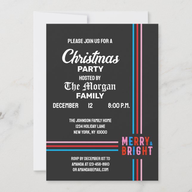 Merry And Bright Merry Christmas Party Invitation (Front)