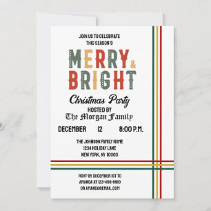 Merry And Bright Merry Christmas Party Invitation
