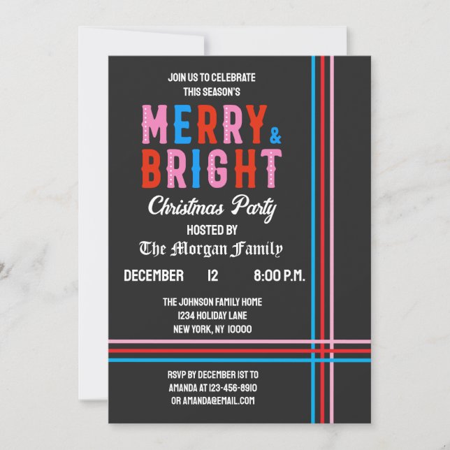 Merry And Bright Merry Christmas Party Invitation (Front)