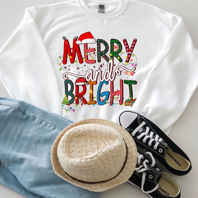  Merry And Bright, Merry Christmas Sweatshirt (Creator Uploaded)