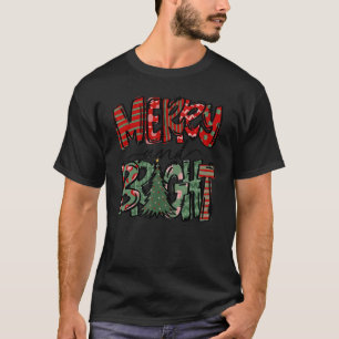 Merry And Bright Merry Christmas Tree Xmas Women M T-Shirt