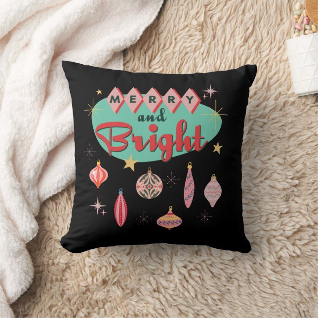 Merry and Bright Mid-Century Modern Christmas Cushion (Blanket)