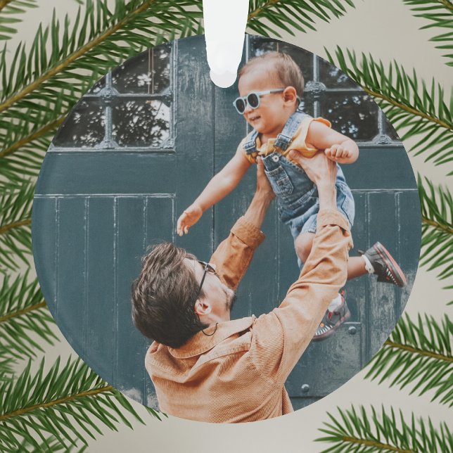 Merry and Bright Minimal Christmas Soft Red Photo Ornament (Creator Uploaded)