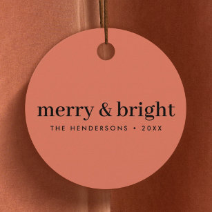 Merry and Bright   Minimalist Christmas Soft Red Favour Tags