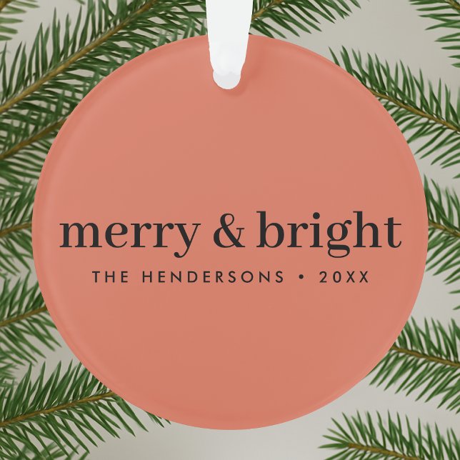Merry and Bright | Minimalist Christmas Soft Red Ornament (Creator Uploaded)