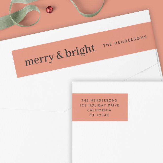 Merry and Bright | Minimalist Christmas Soft Red Wrap Around Label (Creator Uploaded)