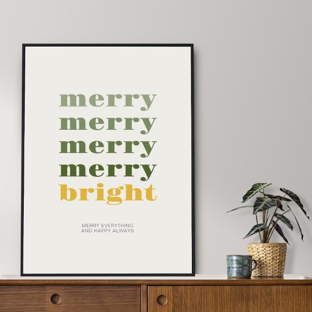 Merry and Bright Minimalist Gold Holiday Graphic Poster (Creator Uploaded)