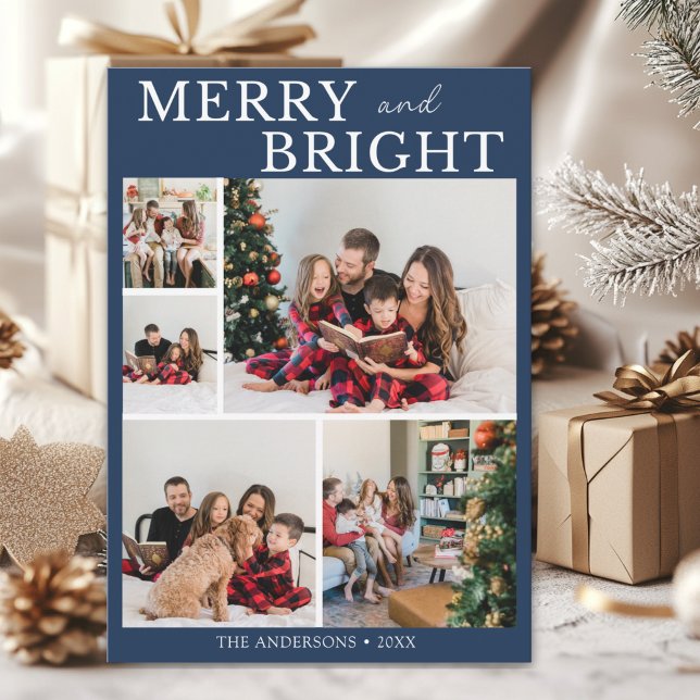 Merry and Bright Minimalist photo Family Christmas Invitation (Creator Uploaded)